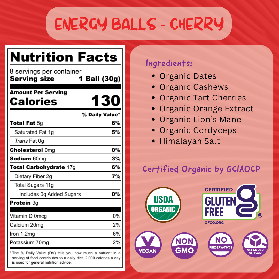 Organic Mushroom Energy Balls - Cherry image 5