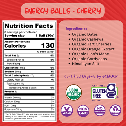 Organic Mushroom Energy Balls - Cherry image 5